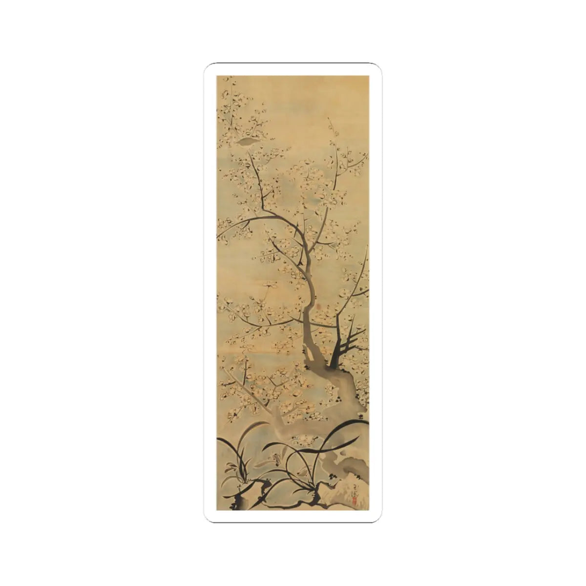 Ike (Tokuyama) Gyokuran - Warbler in a Plum Tree - mid- to late 18th century - STICKER Vinyl Kiss-Cut Decal
