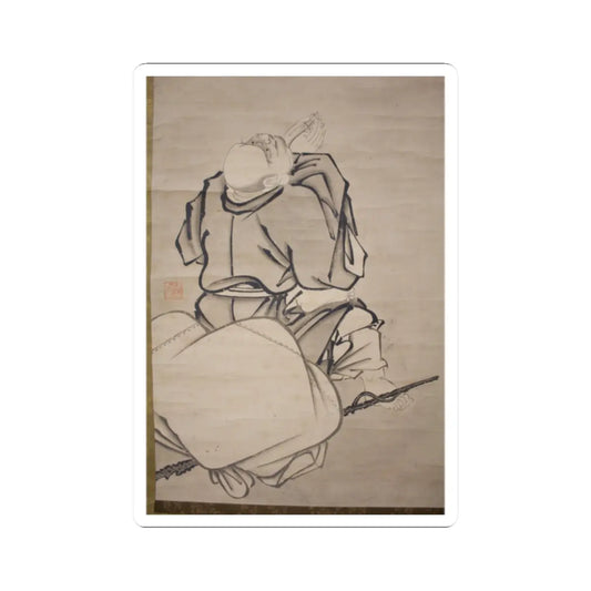 Ikei Shūtoku 惟馨周徳 - Hotei Admiring the Moon - probably 19th century v4 - STICKER Vinyl Kiss-Cut Decal