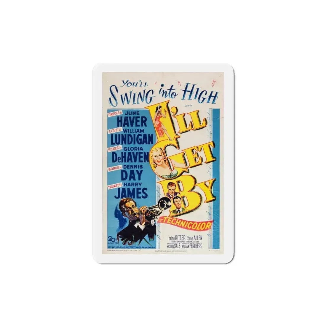 Ill Get By 1950 Movie Poster Refrigerator Magnet 4 Inch - The Sticker Space