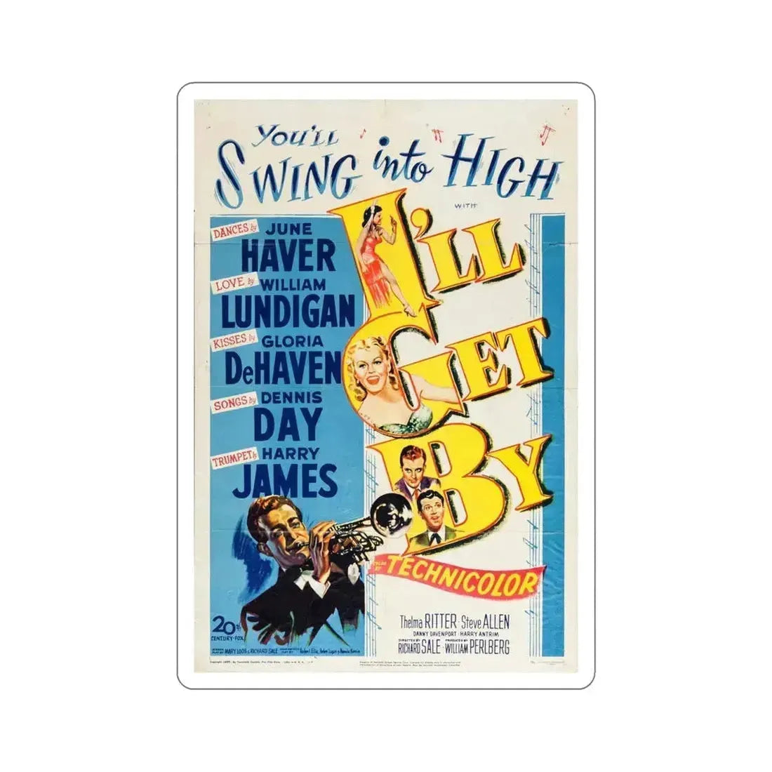 Ill Get By 1950 Movie Poster STICKER Vinyl Die-Cut Decal 5 Inch - The Sticker Space
