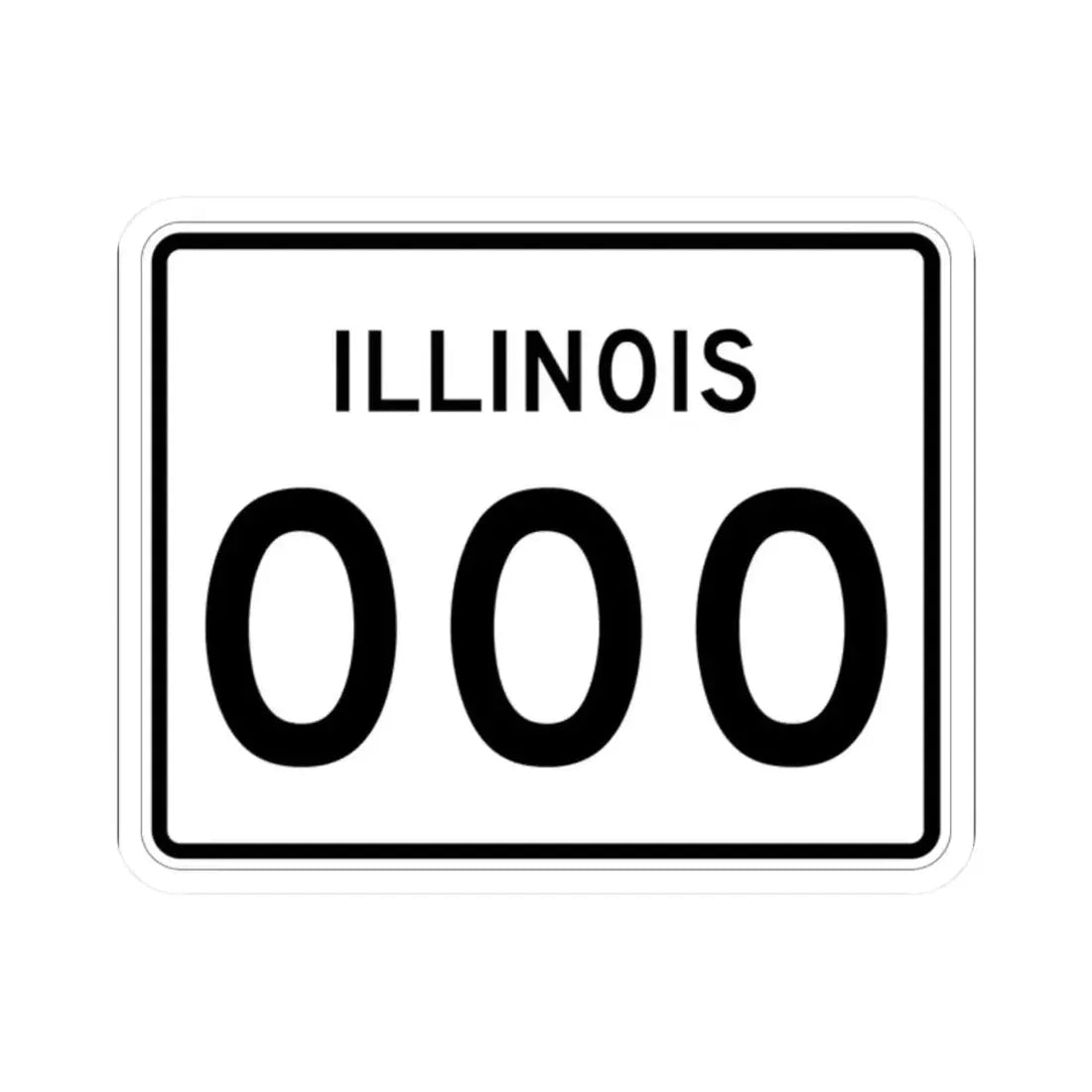 Illinois 000 template (Illinois) (Road Sign) STICKER Vinyl Kiss-Cut Decal 2 Inch White - The Sticker Space