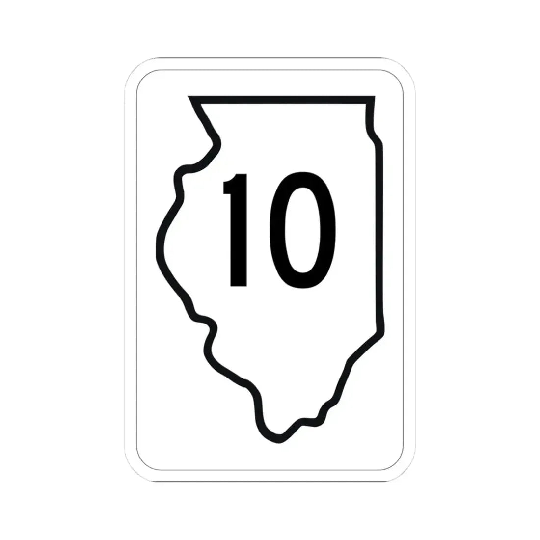 Illinois 10 1950 (Illinois) (Road Sign) STICKER Vinyl Kiss-Cut Decal 3 Inch White - The Sticker Space