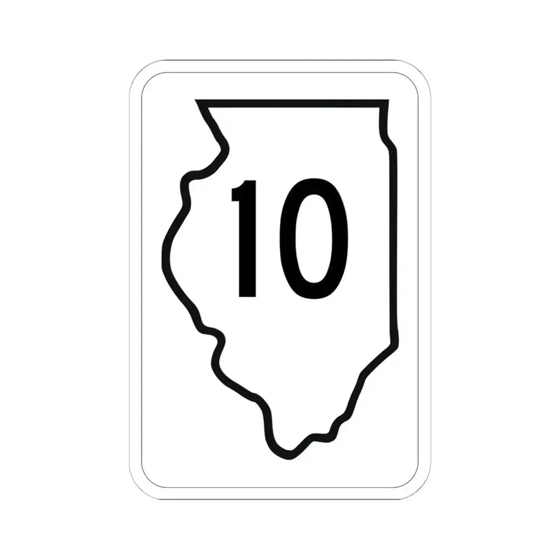 Illinois 10 1950 (Illinois) (Road Sign) STICKER Vinyl Kiss-Cut Decal 6 Inch White - The Sticker Space