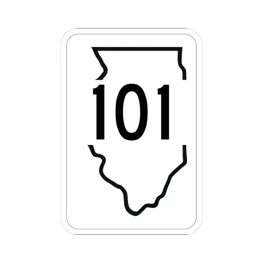 Illinois 101 1950 (Illinois) (Road Sign) STICKER Vinyl Kiss-Cut Decal 3 Inch White - The Sticker Space
