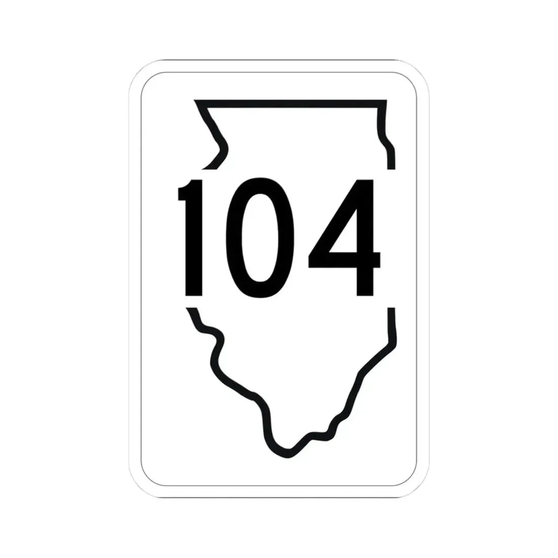 Illinois 104 1950 (Illinois) (Road Sign) STICKER Vinyl Kiss-Cut Decal 3 Inch White - The Sticker Space