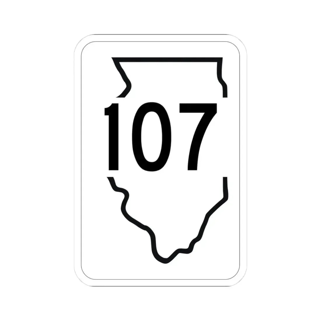 Illinois 107 1950 (Illinois) (Road Sign) STICKER Vinyl Kiss-Cut Decal 3 Inch White - The Sticker Space
