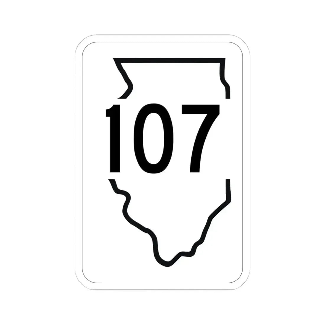 Illinois 107 1950 (Illinois) (Road Sign) STICKER Vinyl Kiss-Cut Decal 4 Inch White - The Sticker Space