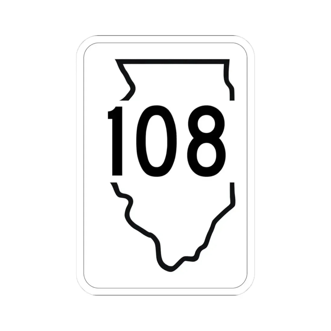 Illinois 108 1950 (Illinois) (Road Sign) STICKER Vinyl Kiss-Cut Decal 3 Inch White - The Sticker Space