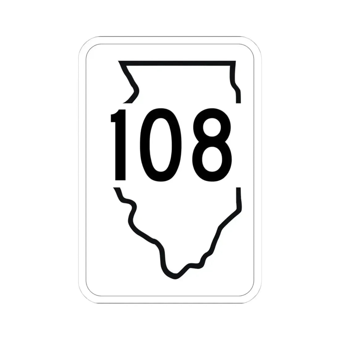 Illinois 108 1950 (Illinois) (Road Sign) STICKER Vinyl Kiss-Cut Decal 4 Inch White - The Sticker Space