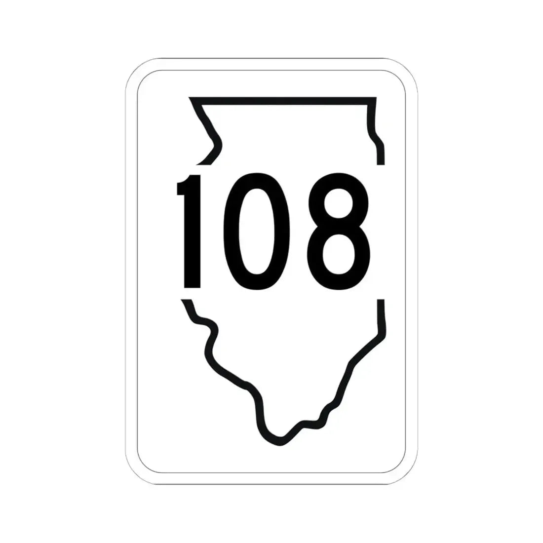 Illinois 108 1950 (Illinois) (Road Sign) STICKER Vinyl Kiss-Cut Decal 6 Inch White - The Sticker Space