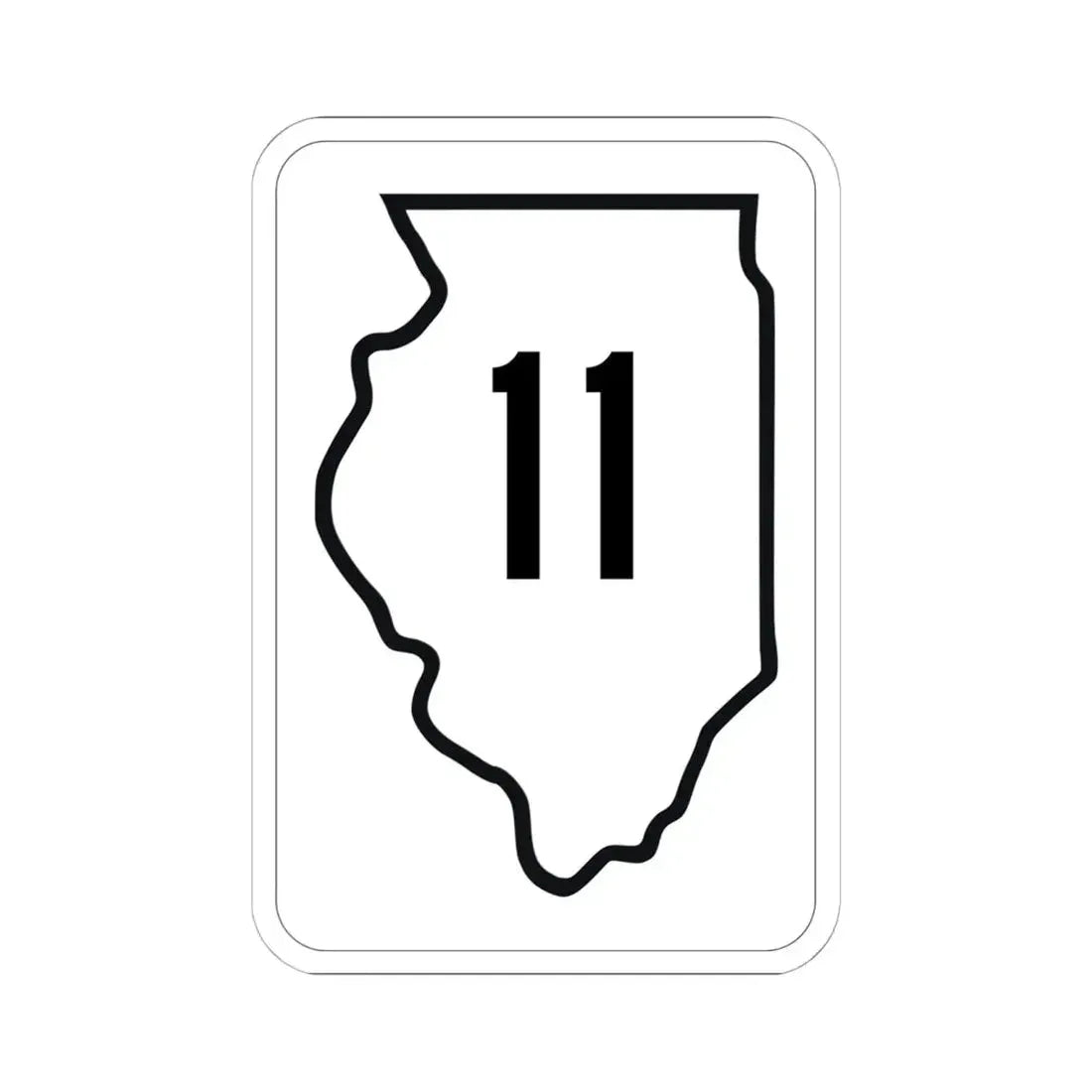 Illinois 11 1950 (Illinois) (Road Sign) STICKER Vinyl Kiss-Cut Decal 6 Inch White - The Sticker Space