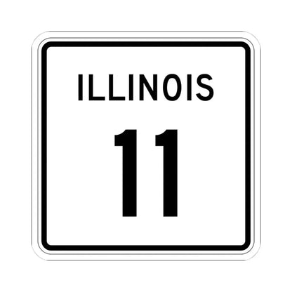 Illinois 11 (Illinois) (Road Sign) STICKER Vinyl Kiss-Cut Decal 4 Inch White - The Sticker Space