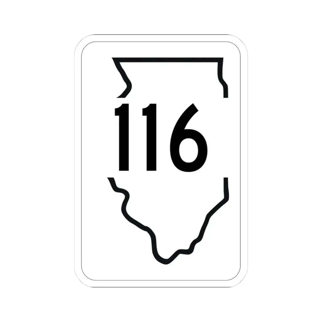 Illinois 116 1950 (Illinois) (Road Sign) STICKER Vinyl Kiss-Cut Decal 3 Inch White - The Sticker Space