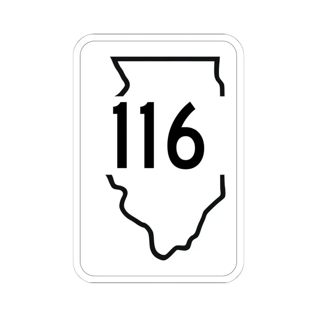 Illinois 116 1950 (Illinois) (Road Sign) STICKER Vinyl Kiss-Cut Decal 6 Inch White - The Sticker Space
