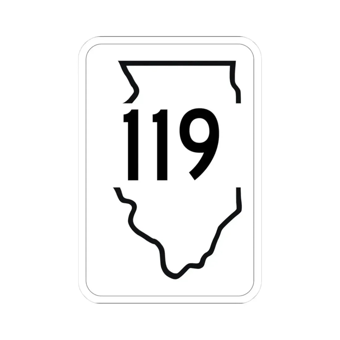 Illinois 119 1950 (Illinois) (Road Sign) STICKER Vinyl Kiss-Cut Decal 3 Inch White - The Sticker Space