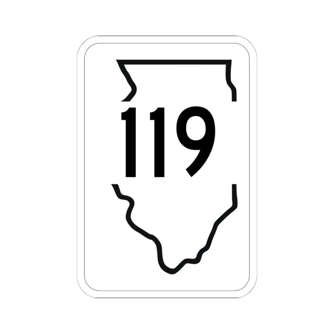 Illinois 119 1950 (Illinois) (Road Sign) STICKER Vinyl Kiss-Cut Decal 6 Inch White - The Sticker Space