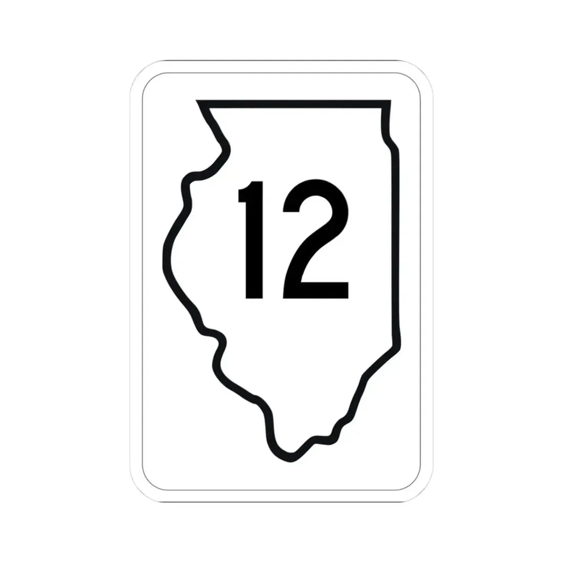 Illinois 12 1950 (Illinois) (Road Sign) STICKER Vinyl Kiss-Cut Decal 3 Inch White - The Sticker Space