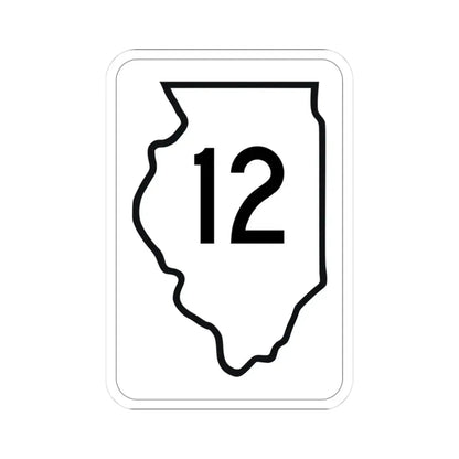 Illinois 12 1950 (Illinois) (Road Sign) STICKER Vinyl Kiss-Cut Decal 3 Inch White - The Sticker Space