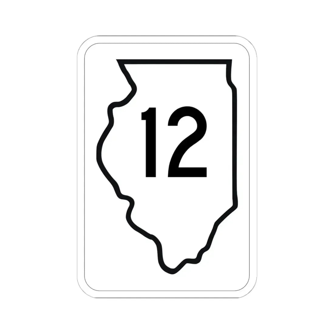 Illinois 12 1950 (Illinois) (Road Sign) STICKER Vinyl Kiss-Cut Decal 6 Inch White - The Sticker Space