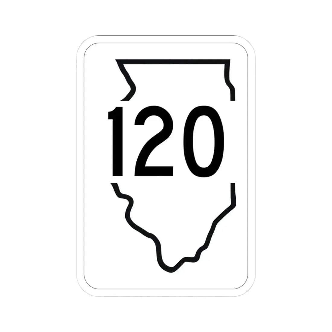 Illinois 120 1950 (Illinois) (Road Sign) STICKER Vinyl Kiss-Cut Decal 3 Inch White - The Sticker Space