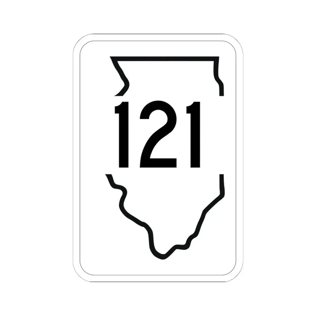 Illinois 121 1950 (Illinois) (Road Sign) STICKER Vinyl Kiss-Cut Decal 6 Inch White - The Sticker Space