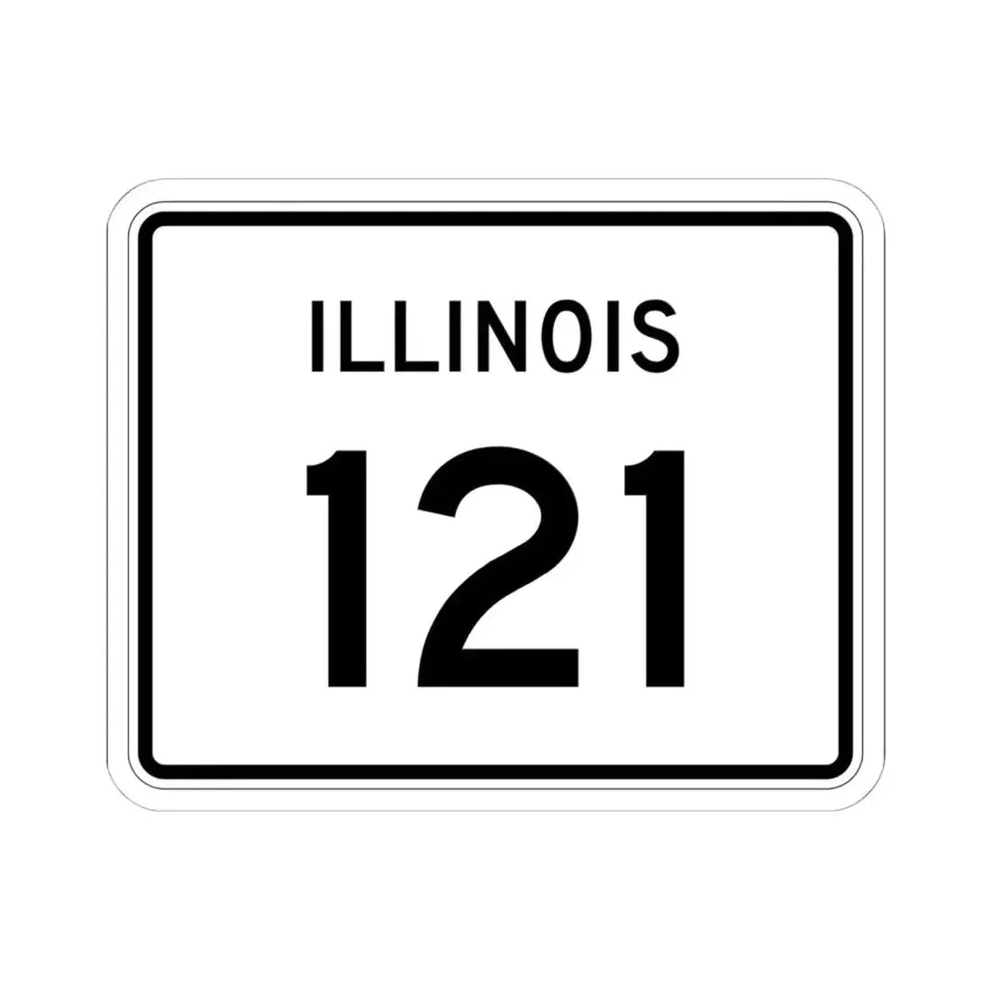 Illinois 121 (Illinois) (Road Sign) STICKER Vinyl Kiss-Cut Decal 6 Inch White - The Sticker Space