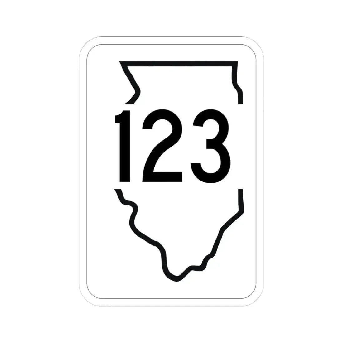 Illinois 123 1950 (Illinois) (Road Sign) STICKER Vinyl Kiss-Cut Decal 3 Inch White - The Sticker Space