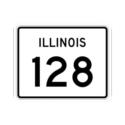Illinois 128 (Illinois) (Road Sign) STICKER Vinyl Kiss-Cut Decal 2 Inch White - The Sticker Space