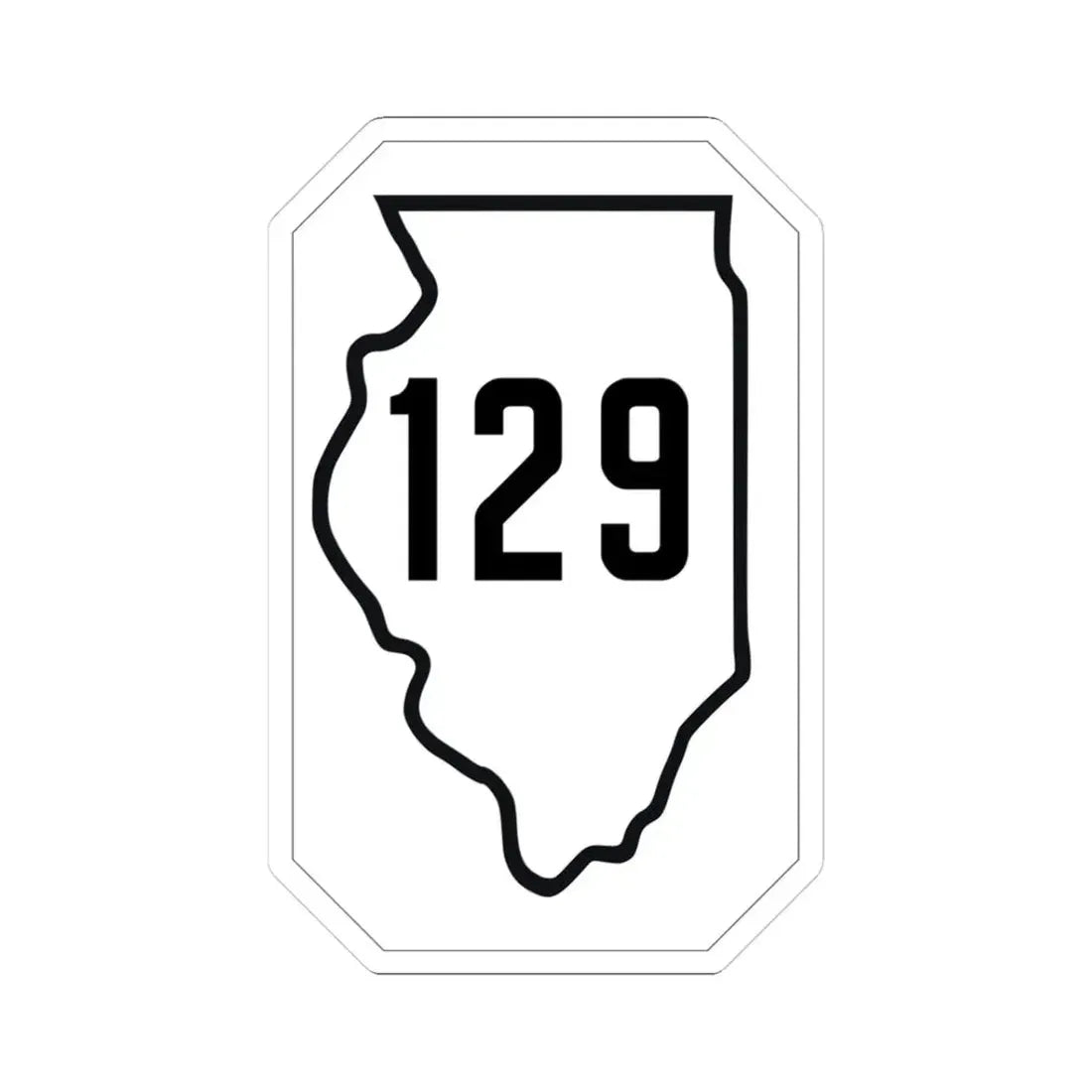 Illinois 129 1926 (Illinois) (Road Sign) STICKER Vinyl Kiss-Cut Decal 3 Inch White - The Sticker Space