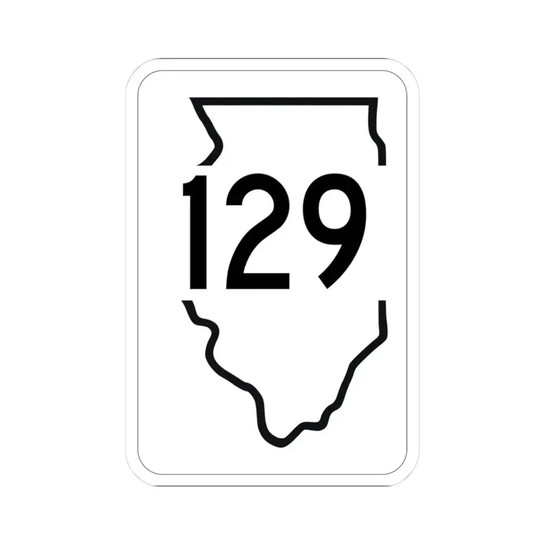 Illinois 129 1950 (Illinois) (Road Sign) STICKER Vinyl Kiss-Cut Decal 3 Inch White - The Sticker Space