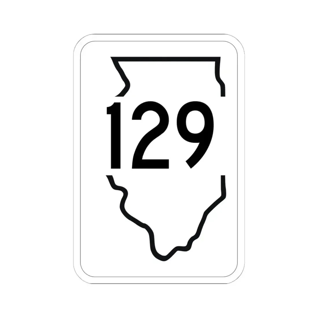 Illinois 129 1950 (Illinois) (Road Sign) STICKER Vinyl Kiss-Cut Decal 6 Inch White - The Sticker Space