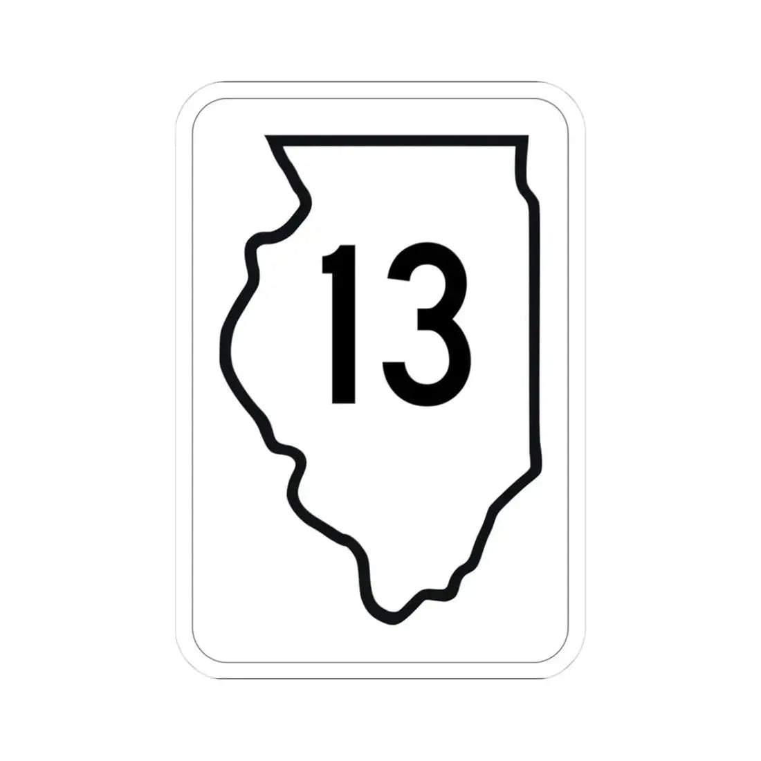 Illinois 13 1950 (Illinois) (Road Sign) STICKER Vinyl Kiss-Cut Decal 3 Inch White - The Sticker Space