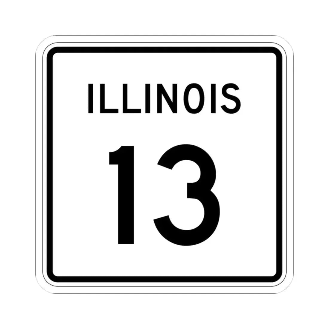 Illinois 13 (Illinois) (Road Sign) STICKER Vinyl Kiss-Cut Decal 3 Inch White - The Sticker Space