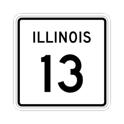 Illinois 13 (Illinois) (Road Sign) STICKER Vinyl Kiss-Cut Decal 6 Inch White - The Sticker Space