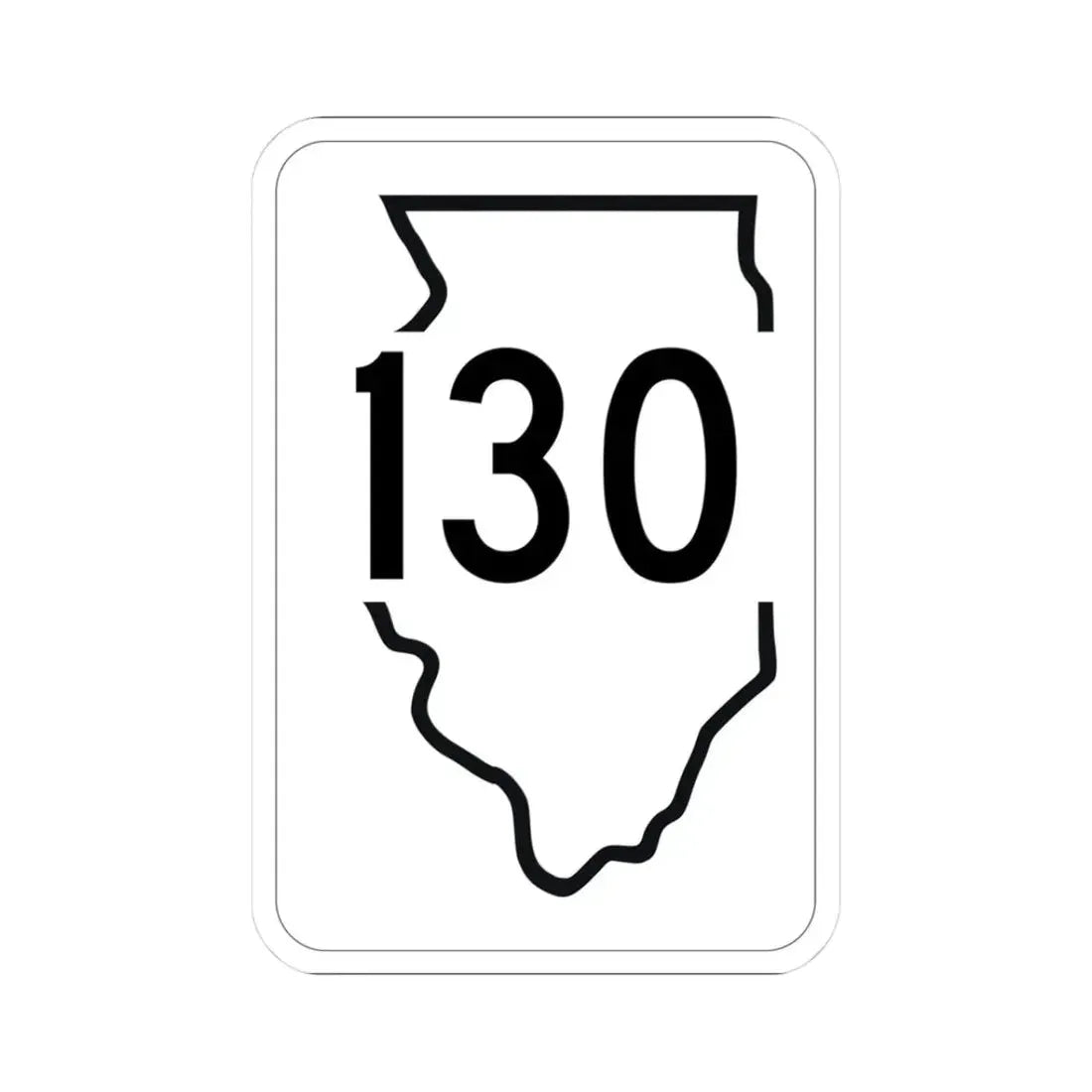 Illinois 130 1950 (Illinois) (Road Sign) STICKER Vinyl Kiss-Cut Decal 3 Inch White - The Sticker Space