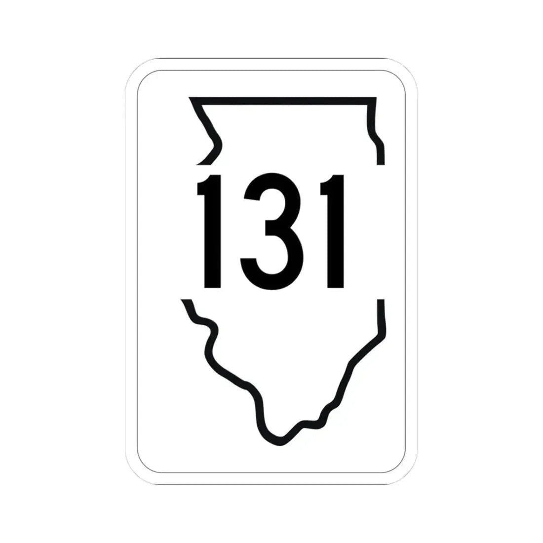 Illinois 131 1950 (Illinois) (Road Sign) STICKER Vinyl Kiss-Cut Decal 3 Inch White - The Sticker Space