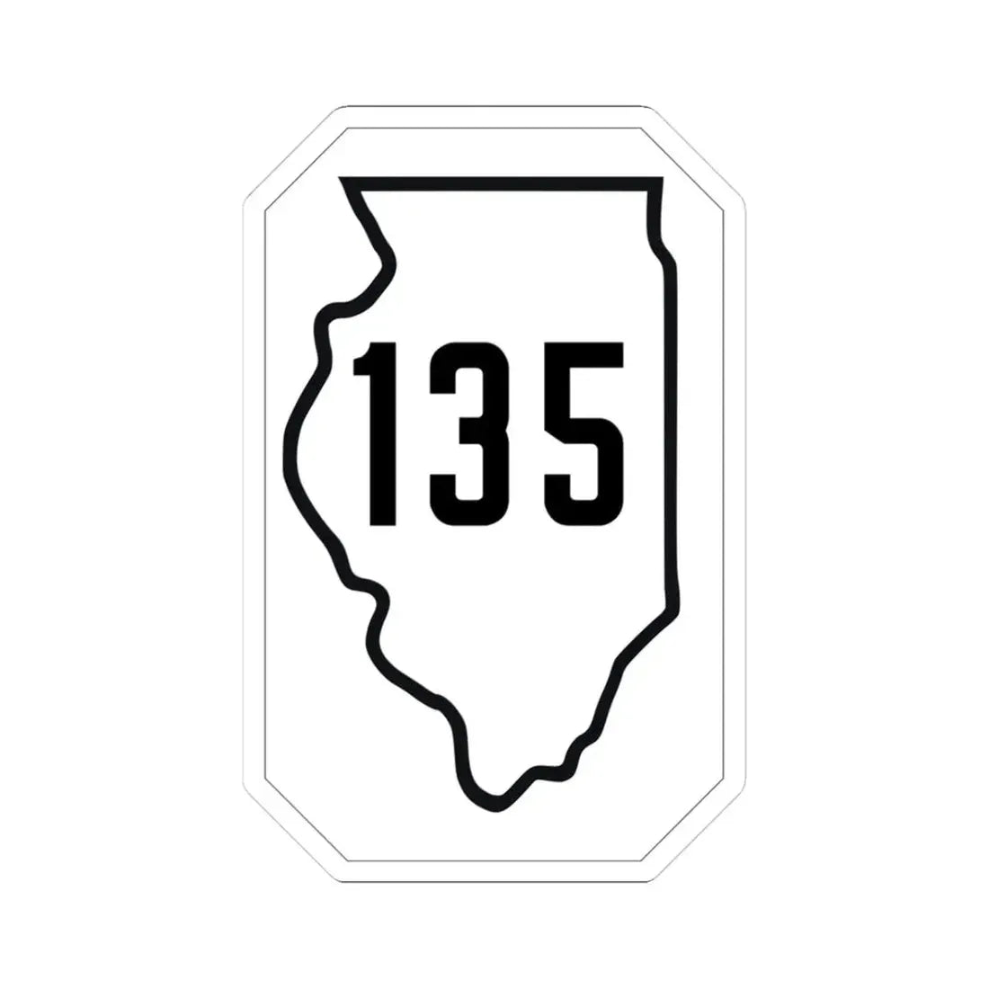 Illinois 135 1926 (Illinois) (Road Sign) STICKER Vinyl Kiss-Cut Decal 3 Inch White - The Sticker Space