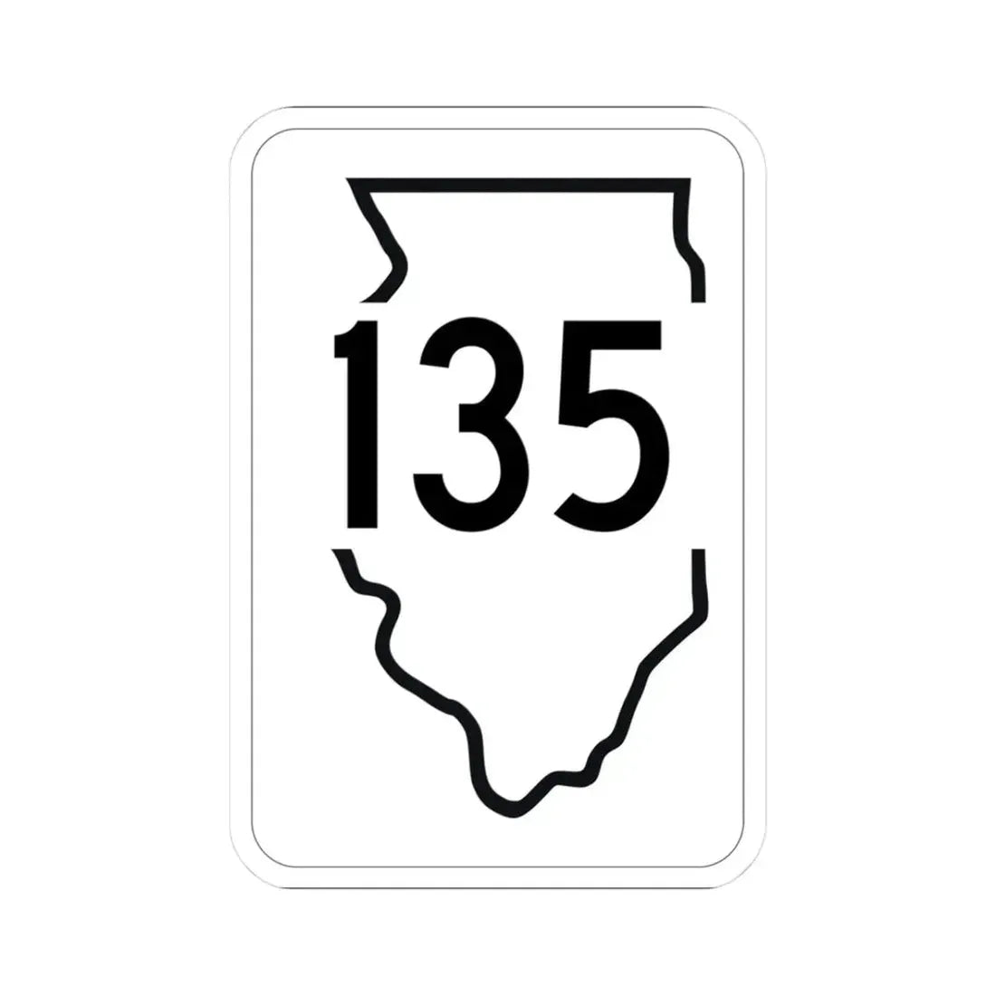 Illinois 135 1950 (Illinois) (Road Sign) STICKER Vinyl Kiss-Cut Decal 3 Inch White - The Sticker Space