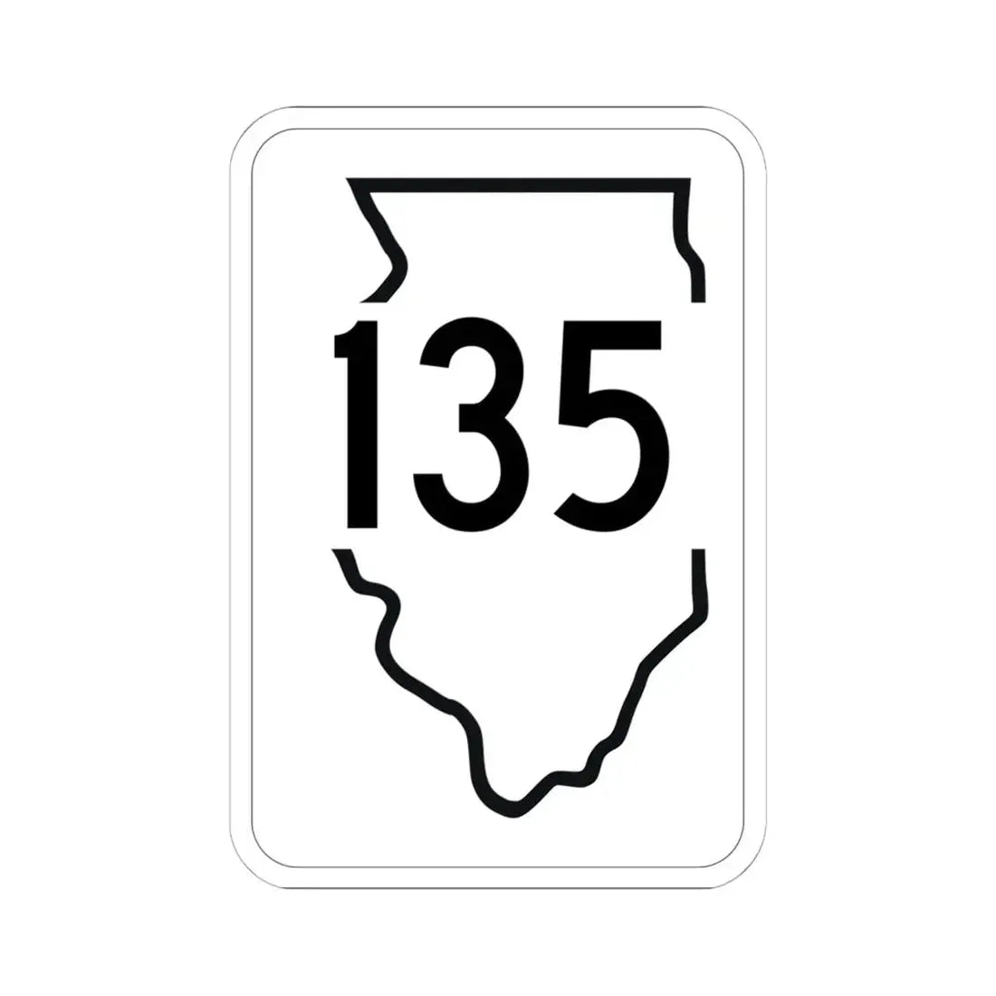 Illinois 135 1950 (Illinois) (Road Sign) STICKER Vinyl Kiss-Cut Decal 6 Inch White - The Sticker Space