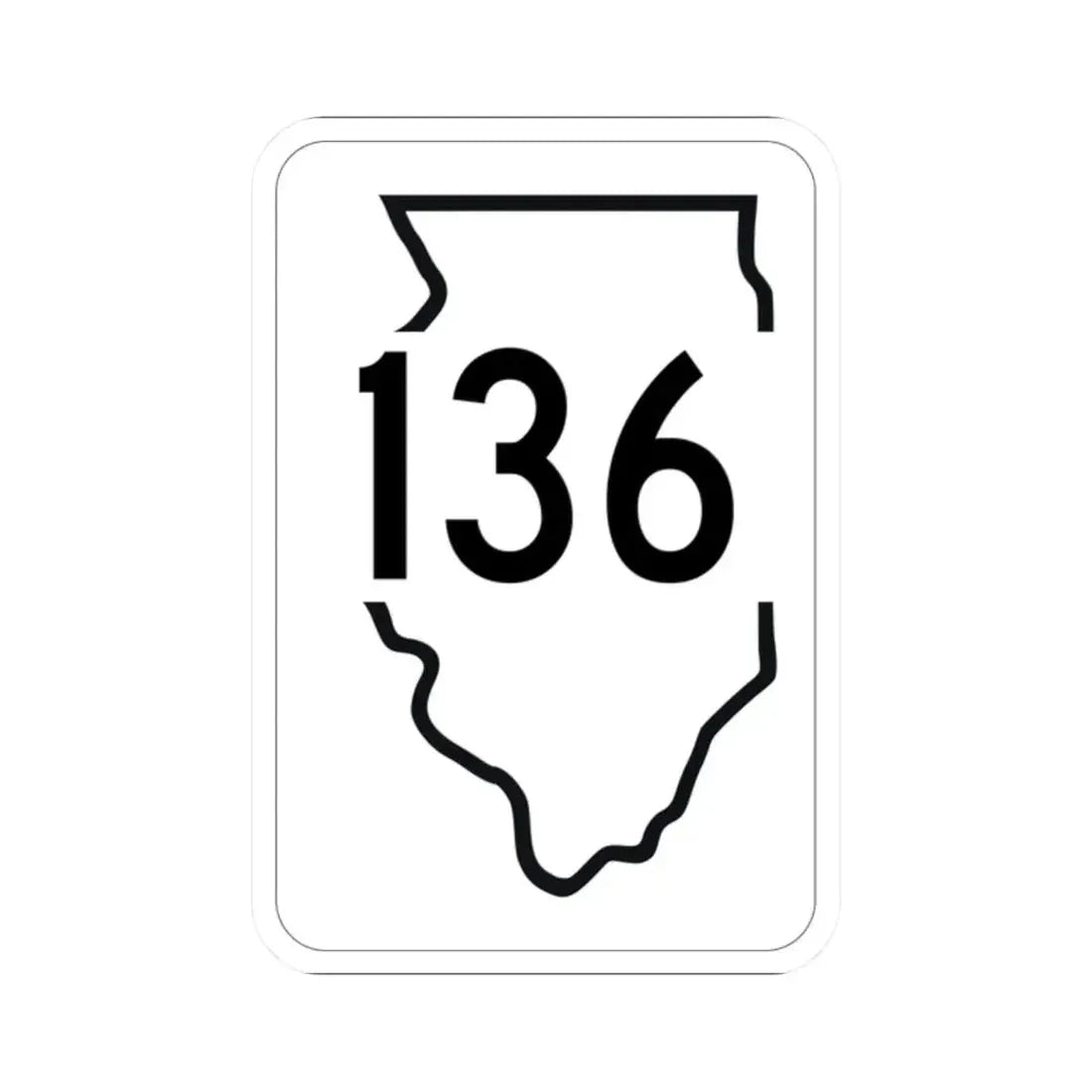 Illinois 136 1950 (Illinois) (Road Sign) STICKER Vinyl Kiss-Cut Decal 2 Inch White - The Sticker Space
