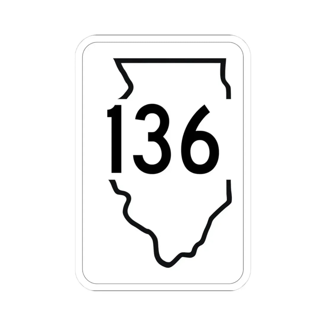 Illinois 136 1950 (Illinois) (Road Sign) STICKER Vinyl Kiss-Cut Decal 3 Inch White - The Sticker Space