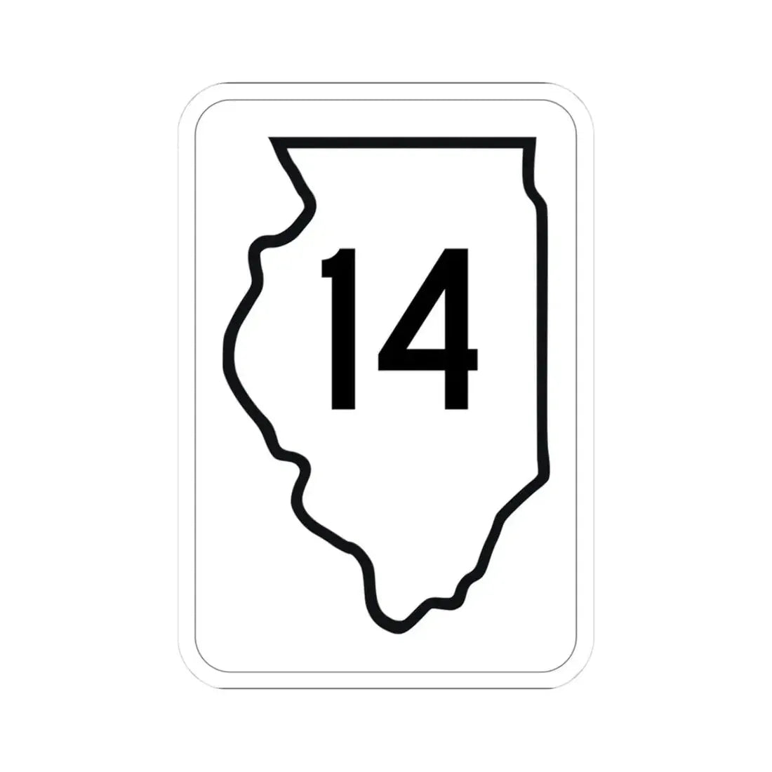 Illinois 14 1950 (Illinois) (Road Sign) STICKER Vinyl Kiss-Cut Decal 3 Inch White - The Sticker Space