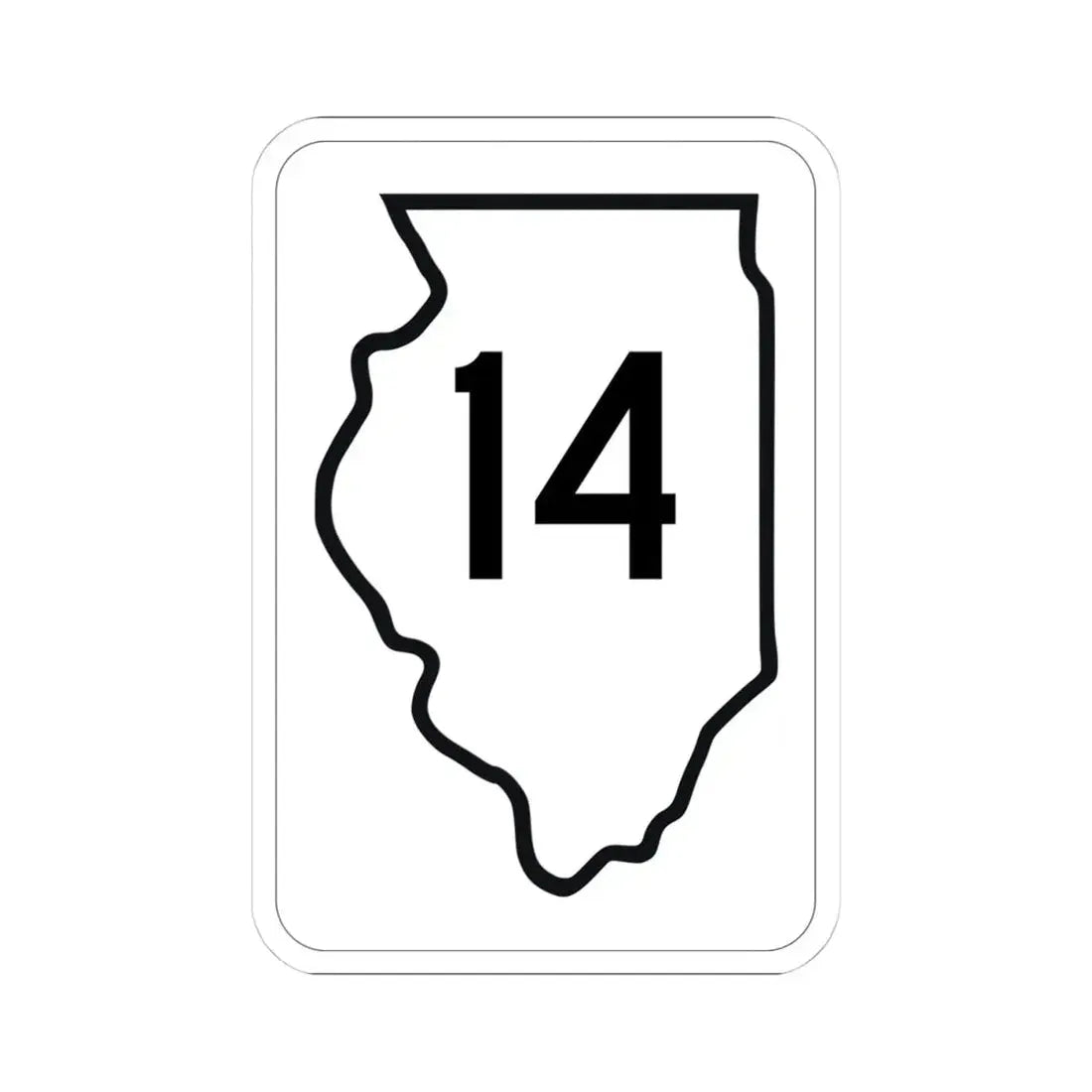 Illinois 14 1950 (Illinois) (Road Sign) STICKER Vinyl Kiss-Cut Decal 4 Inch White - The Sticker Space