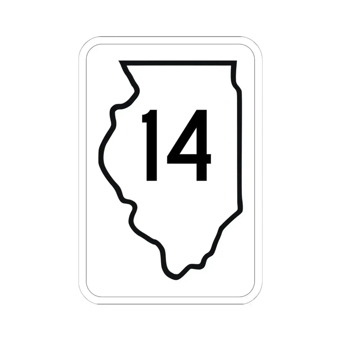 Illinois 14 1950 (Illinois) (Road Sign) STICKER Vinyl Kiss-Cut Decal 6 Inch White - The Sticker Space