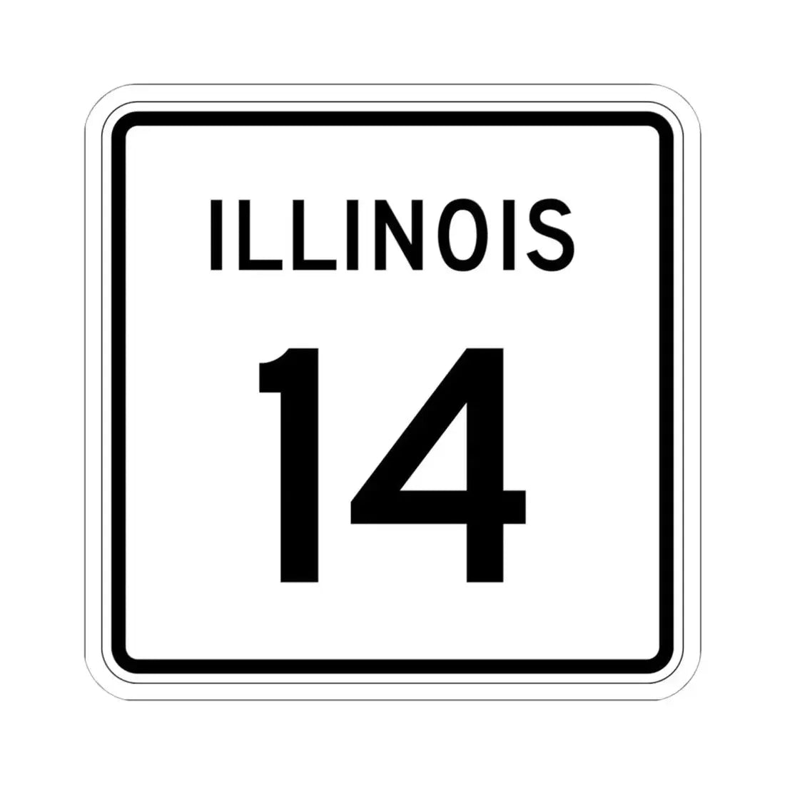 Illinois 14 (Illinois) (Road Sign) STICKER Vinyl Kiss-Cut Decal 6 Inch White - The Sticker Space