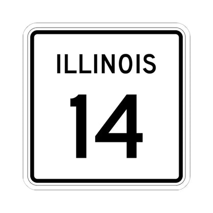 Illinois 14 (Illinois) (Road Sign) STICKER Vinyl Kiss-Cut Decal 6 Inch White - The Sticker Space