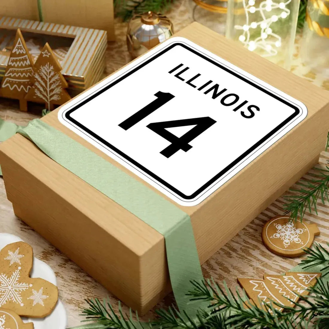 Illinois 14 (Illinois) (Road Sign) STICKER Vinyl Kiss-Cut Decal - The Sticker Space