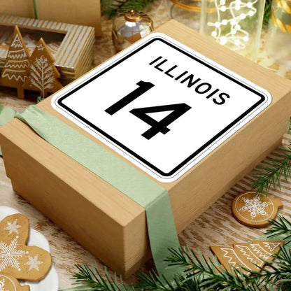 Illinois 14 (Illinois) (Road Sign) STICKER Vinyl Kiss-Cut Decal - The Sticker Space