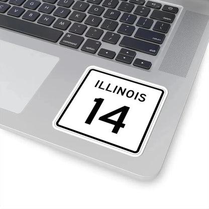 Illinois 14 (Illinois) (Road Sign) STICKER Vinyl Kiss-Cut Decal - The Sticker Space