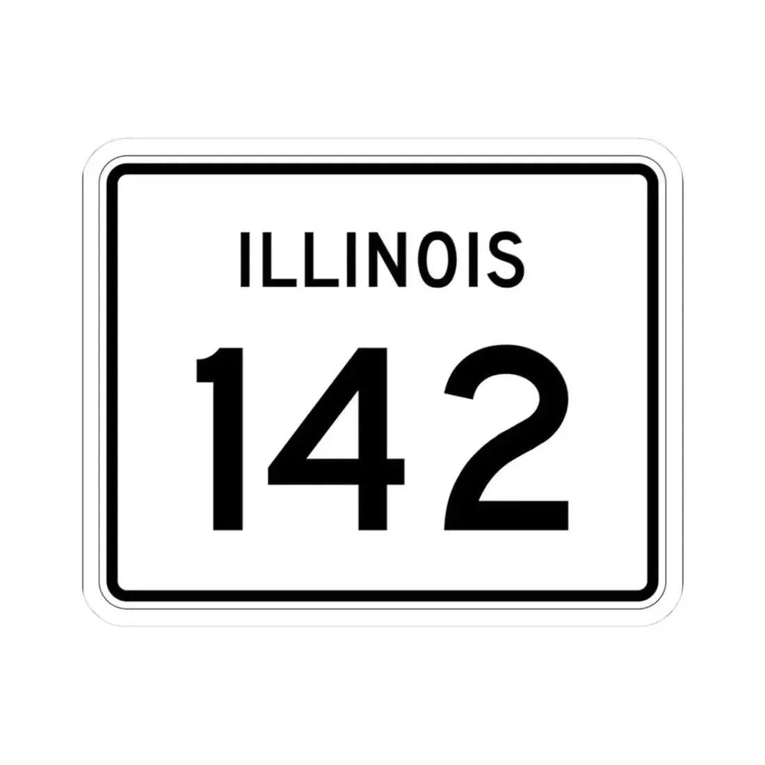 Illinois 142 (Illinois) (Road Sign) STICKER Vinyl Kiss-Cut Decal 3 Inch White - The Sticker Space